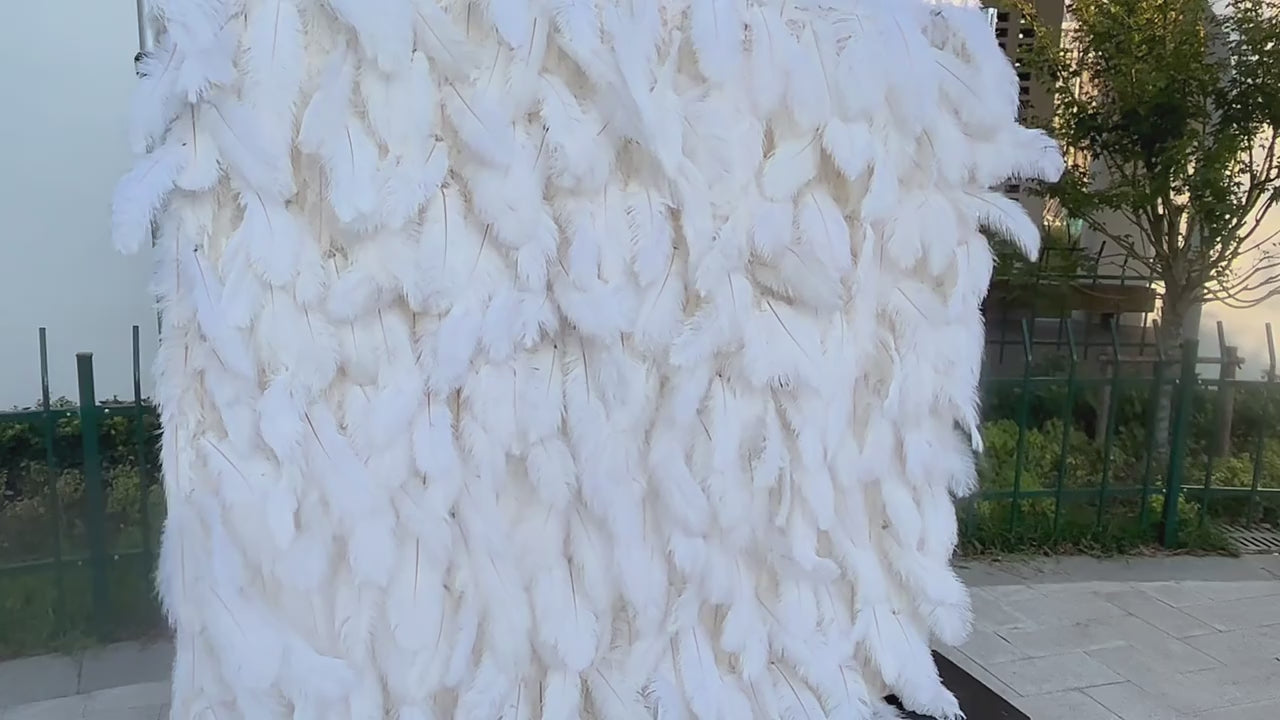 3D White Feather Wall  On Cloth Fabric Wedding Party Photo Backdrop Bridal Shower Special Event Top Quality Easy Quick Assemble
